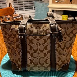 NWOT Vintage Coach Hampton Signature Khaki Brown Tote, 6042